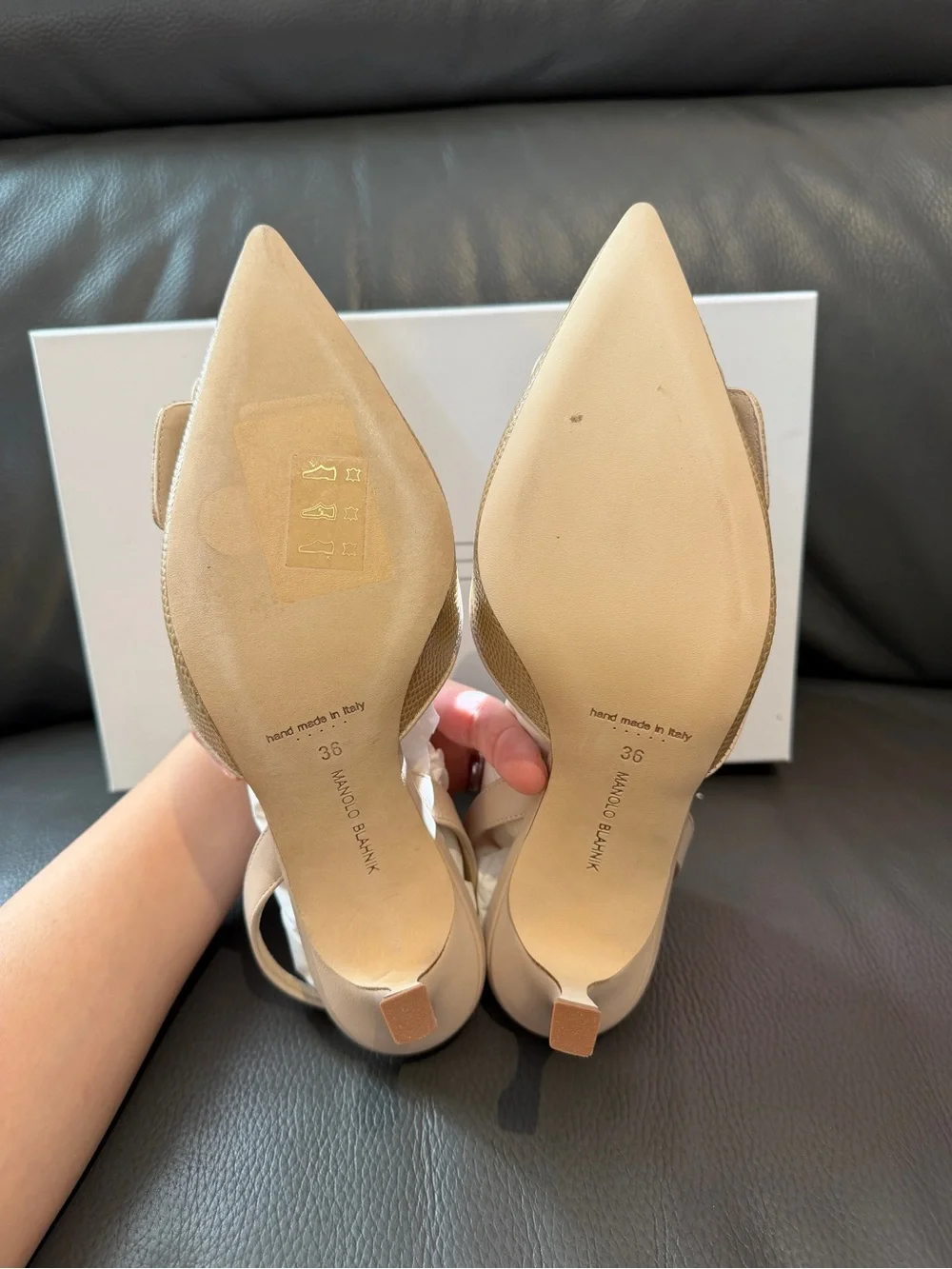 Manolo Blahnik Mayslibi 70MM Textured Leather Slingback Pumps